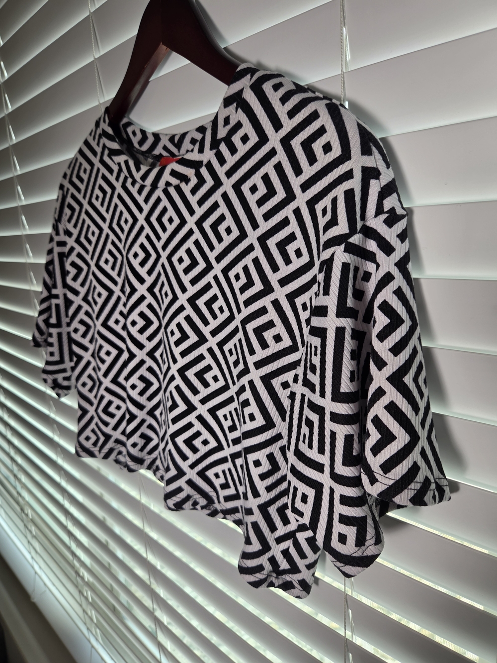 Rainbow Black & White Geometric Cropped Top